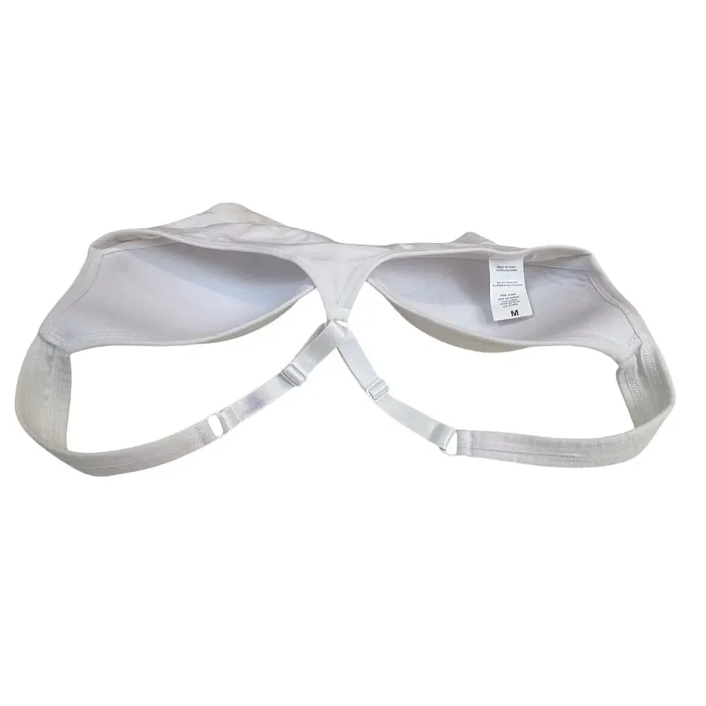 Women's White Jockey Racerback Sports Bra Molded Cup Adjustable Straps Medium - Picture 11 of 16
